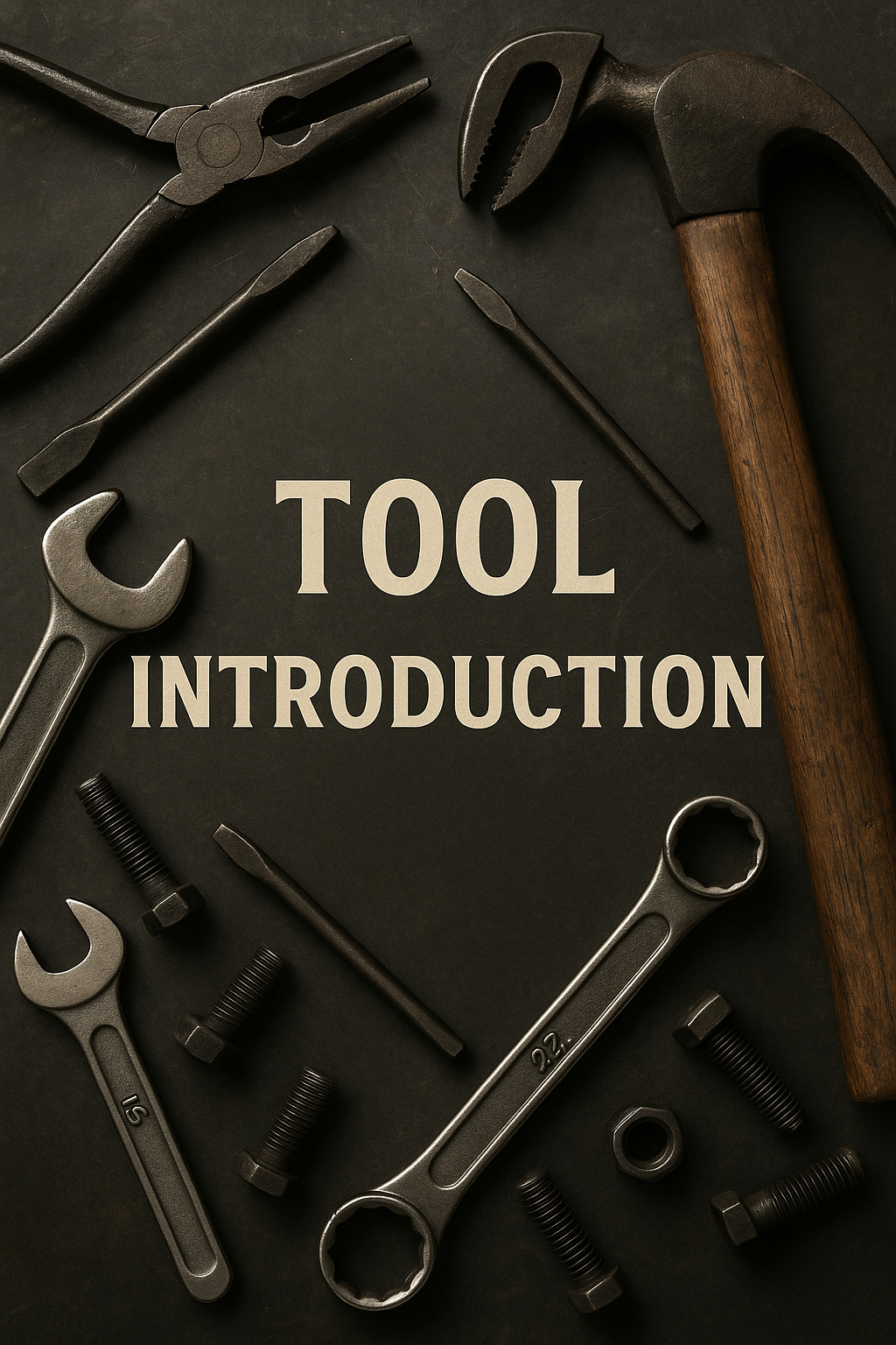 各種レンチ、プライヤー、ハンマー、ボルトなどが並ぶ工具写真の上に「TOOL INTRODUCTION」の文字が入った、工具紹介記事用のアイキャッチ画像。バイク整備やDIY向けの印象を与えるデザイン。
